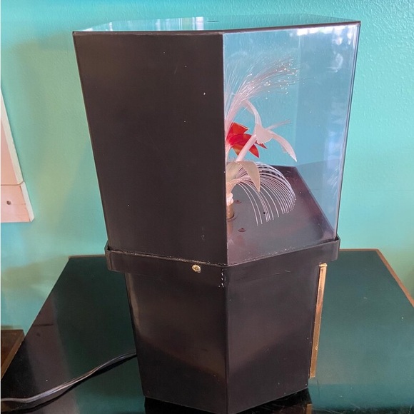 Vintage fibre optic lamp and blue clock Rotating Floral Hexagonal Light 1980’s - Picture 4 of 9